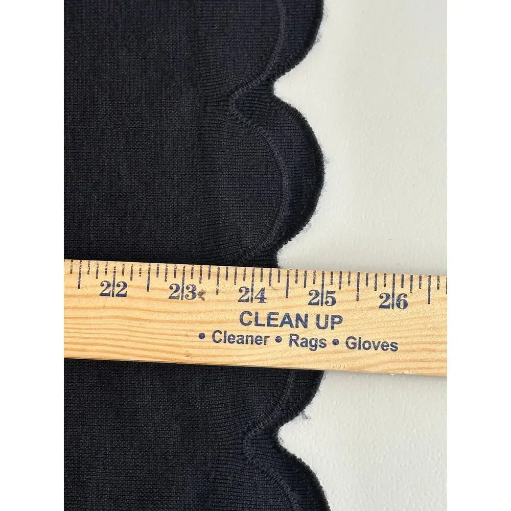 COS Navy Blue 100% Wool Scalloped Hem Sweater Womens Medium Crewneck Pullover